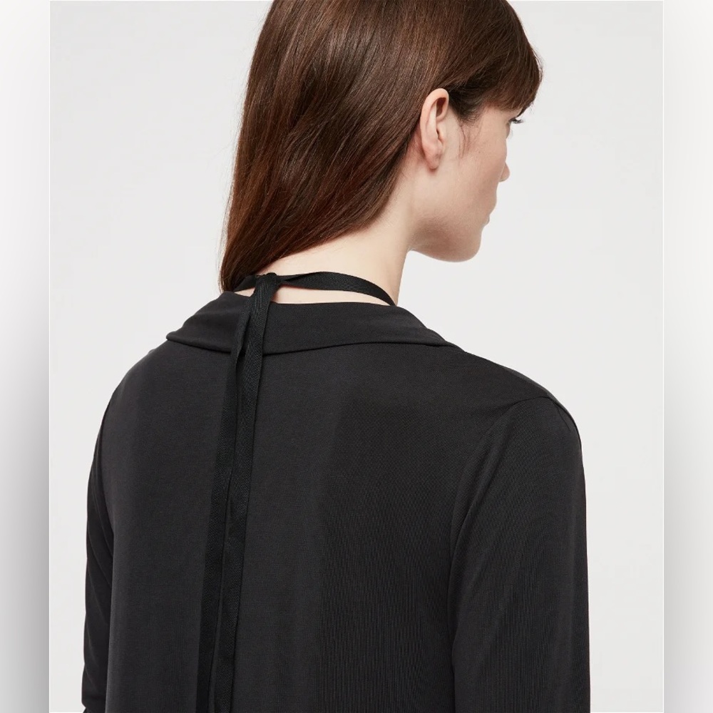 Allsaints Black Cupro Amei Long Sleeve Draped Mini Dress Size 0 EUC - Picture 5 of 12